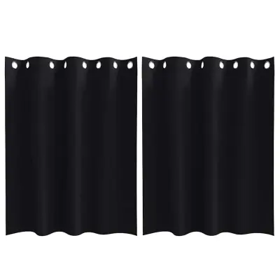 vidaXL Zavese za zatemnitev z obroči 2 pcs Črna 140 x 140 cm Poliester