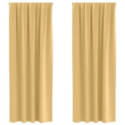 vidaXL Zavese za zatemnitev z obroči 2 pcs Bež 225 x 140 cm Poliester