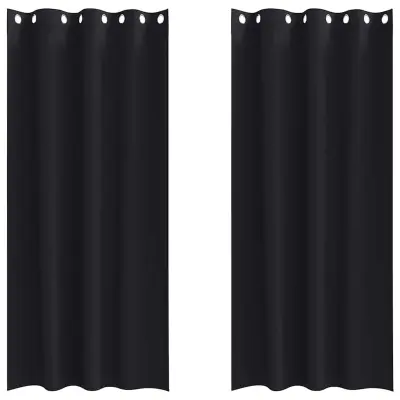 vidaXL Zavese za zatemnitev z obroči 2 pcs Črna 245 x 140 cm Poliester
