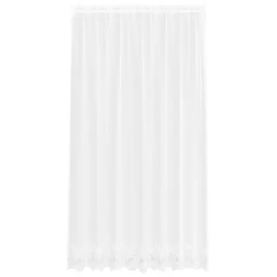 vidaXL Čipkasta Zavesa z zavesami Bela 220 x 200 cm Poliester