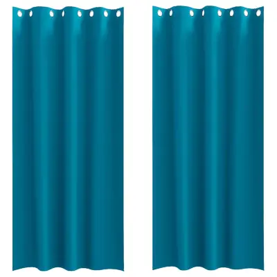 vidaXL Zavese za zatemnitev z obroči 2 pcs Turkizna 245 x 140 cm