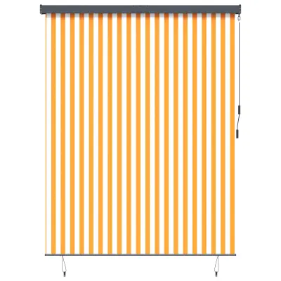 vidaXL Rolo Črtasto Bela in oranžna 200 x 250 cm Tkanina in aluminij