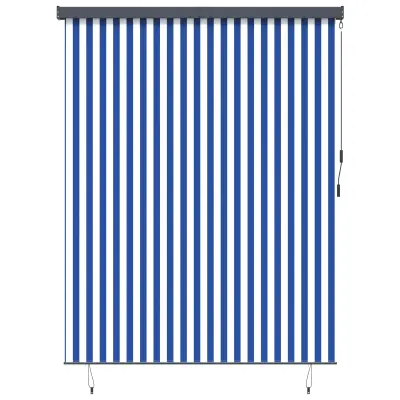 vidaXL Rolo z zavesami Modra in bela 200 x 250 cm Tkanina in aluminij
