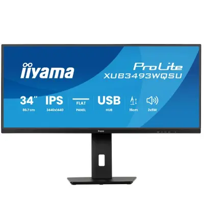 Monitor IIYAMA ProLite XUB3493WQSU-B6, 86,7 cm (34"), IPS, 120 Hz, HDMI/DP, zvočniki