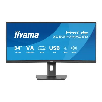Odprta emb - Monitor Iiyama 86,4 cm (34,0") XCB3494WQSU-B1 3440x1440 Curved 120Hz VA 0,4ms HDMI DisplayPort USB-C 65W 3xUSB3.0 HAS Zvočniki sRGB99%
