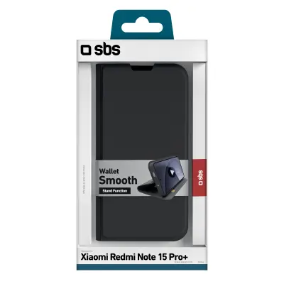 Preklopna torbica SBS SMOOTH XIAOMI REDMI NOTE 15 PRO+ ČRNA