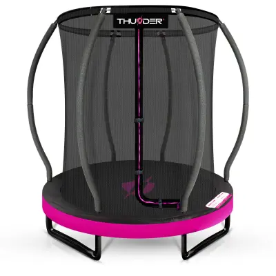 Trampolin vrtni – 155 cm, z notranjo varnostno mrežo, lestev, komplet THUNDER® ULTRA 4.5FT PINK