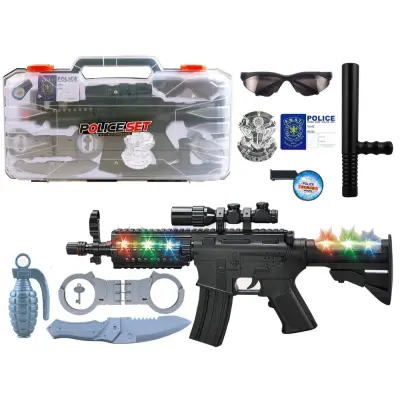 9 delni set policijske puške 47cm v kovčku s svetlobni in zvočni efekti