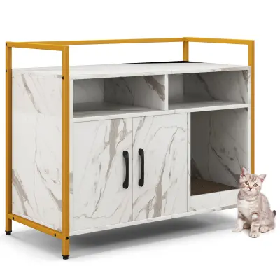 Komoda za mačjo hišo 2 v 1 s praskalnikom bela