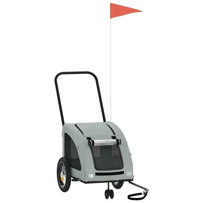 vidaXL Kolesarska prikolica za hišne ljubljenčke siva