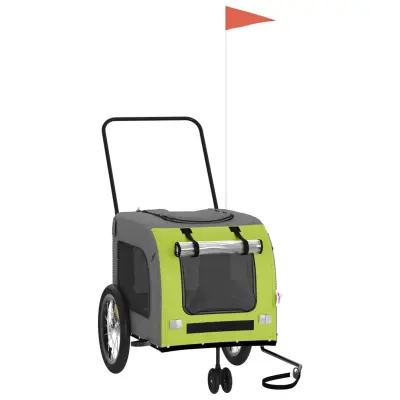 vidaXL Kolesarska prikolica za hišne ljubljenčke zelena in siva