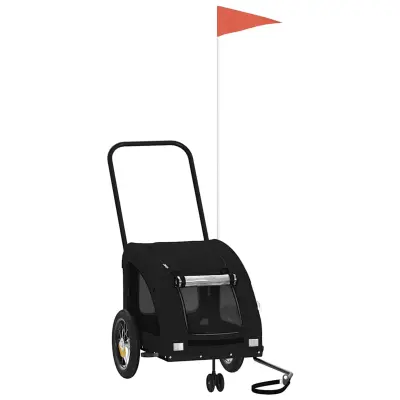 vidaXL Kolesarska prikolica za hišne ljubljenčke črna