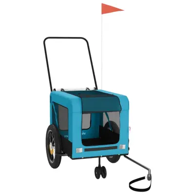 vidaXL Kolesarska prikolica za hišne ljubljenčke modra in črna