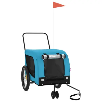 vidaXL Kolesarska prikolica za hišne ljubljenčke modra in črna