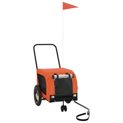 vidaXL Kolesarska prikolica za hišne ljubljenčke oranžna in črna