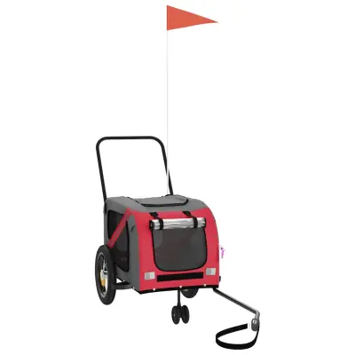 vidaXL Kolesarska prikolica za hišne ljubljenčke rdeča in črna