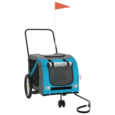 vidaXL Kolesarska prikolica za hišne ljubljenčke modra in siva