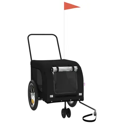 vidaXL Kolesarska prikolica za hišne ljubljenčke črna