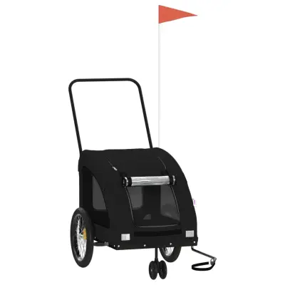 vidaXL Kolesarska prikolica za hišne ljubljenčke črna