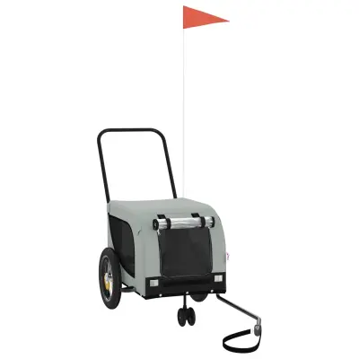 vidaXL Kolesarska prikolica za hišne ljubljenčke siva in črna