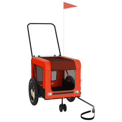 vidaXL Kolesarska prikolica za hišne ljubljenčke oranžna in črna