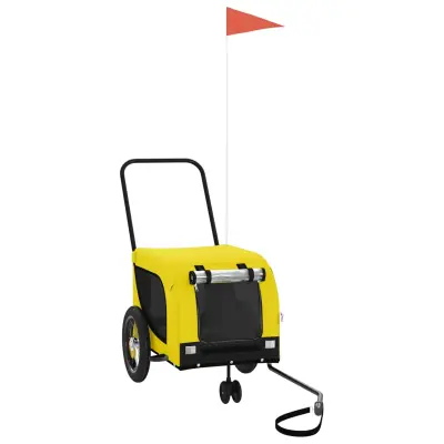 vidaXL Kolesarska prikolica za hišne ljubljenčke rumena in črna