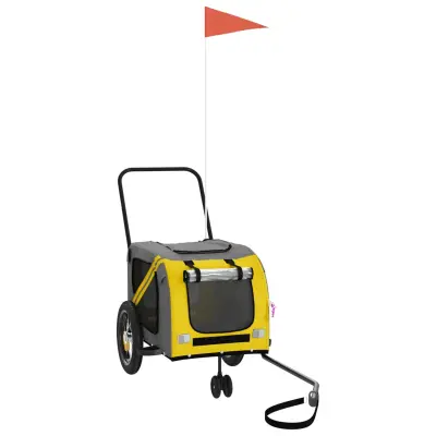 vidaXL Kolesarska prikolica za hišne ljubljenčke rumena in črna