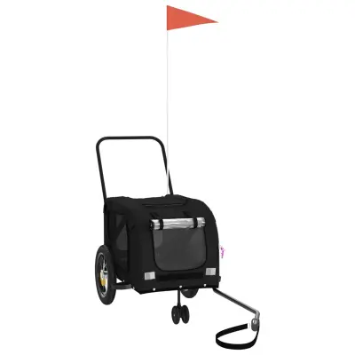 vidaXL Kolesarska prikolica za hišne ljubljenčke črna