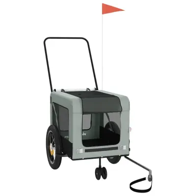 vidaXL Kolesarska prikolica za hišne ljubljenčke siva in črna