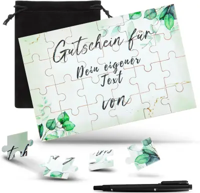 Lesena sestavljanka DIY 24 delov z markerjem in vrečko, motiv listja, 15x10 cm, za ustvarjanje in osebna darila, naraven les