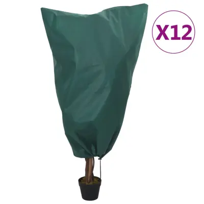 vidaXL Prevleka za rastline iz flisa z vrvico 12 kosi 70 g/m² 0,8x1,2m
