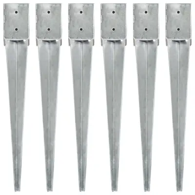 vidaXL Talne konice 6 kosov srebrne 10x10x76 cm pocinkano jeklo