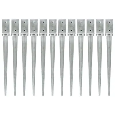 vidaXL Talne konice 12 kosov srebrne 7x7x75 cm pocinkano jeklo