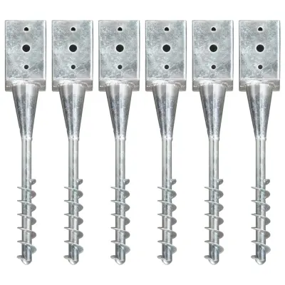 vidaXL Talne konice 6 kosov srebrne 9x9x56 cm pocinkano jeklo