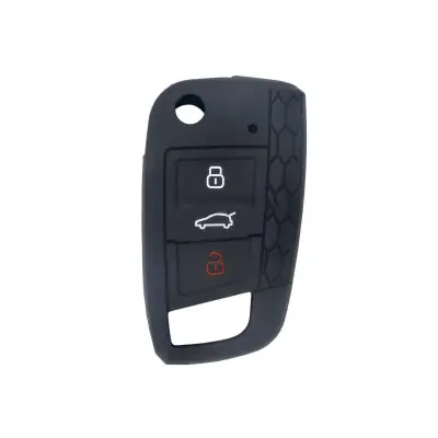 Key Protector Cover - Black silicone VW Golf 7 Smart Key Case compatible with Volkswagen