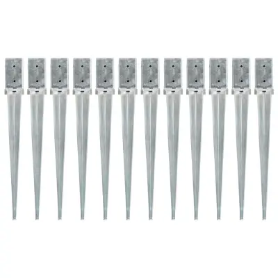 vidaXL Talne konice 12 kosov srebrne 8x8x76 cm pocinkano jeklo