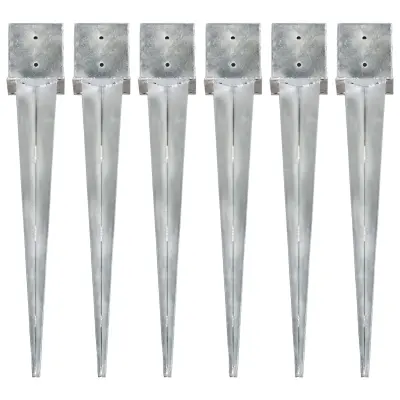 vidaXL Talne konice 6 kosov srebrne 14x14x91 cm pocinkano jeklo