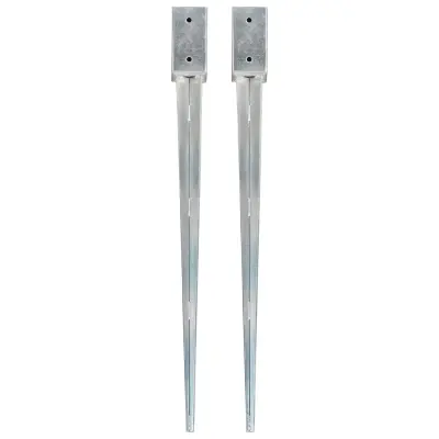 vidaXL Talne konice 2 kosa srebrne 7x7x90 cm pocinkano jeklo