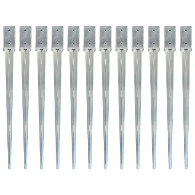 vidaXL Talne konice 12 kosov srebrne 7x7x90 cm pocinkano jeklo