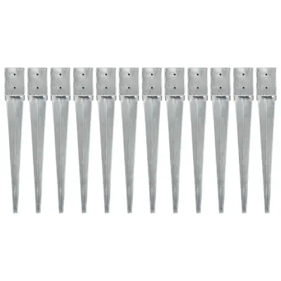 vidaXL Talne konice 12 kosov srebrne 10x10x76 cm pocinkano jeklo