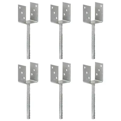 vidaXL Ograjna sidra 6 kosov srebrna 8x6x30 cm pocinkano jeklo