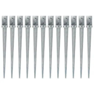 vidaXL Talne konice 12 kosov srebrne 8x8x91 cm pocinkano jeklo