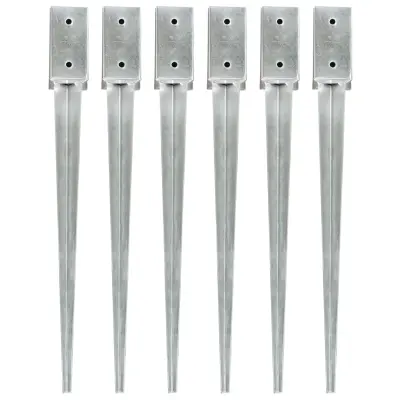 vidaXL Talne konice 6 kosov srebrne 7x7x75 cm pocinkano jeklo