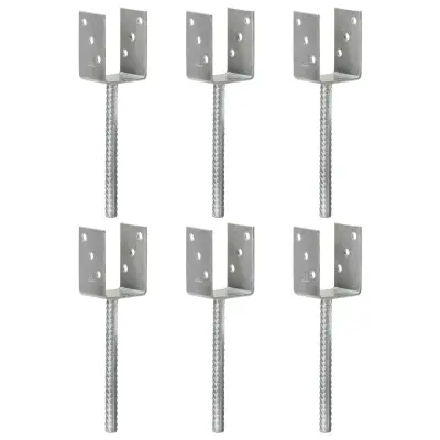 vidaXL Ograjna sidra 6 kosov srebrna 7x6x30 cm pocinkano jeklo
