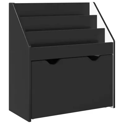 vidaXL Otroška knjižnica Črna 60 x 29,5 x 69 cm Konstruiran les