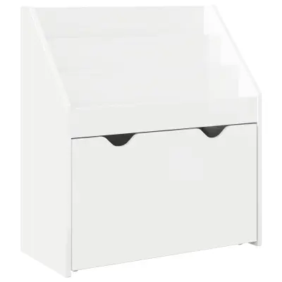 vidaXL Otroška knjižnica s predalom Visok sijaj bela 60 x 29,5 x 69 cm