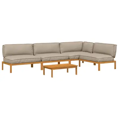 vidaXL Kavčna garnitura z blazino 5 pcs Taupe Masiven les akacije
