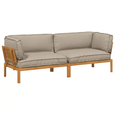 vidaXL Kavčna garnitura z blazino 2 pcs Taupe Masiven les akacije