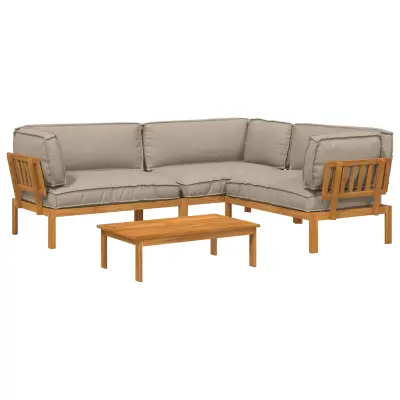 vidaXL Kavčna garnitura z blazino 4 pcs Taupe Masiven les akacije