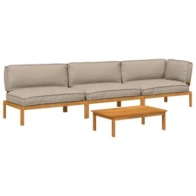 vidaXL Kavčna garnitura z blazino 4 pcs Taupe Masiven les akacije